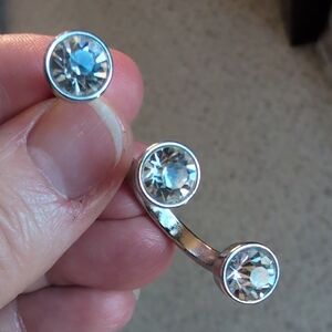 Rihanna Swarovski Floating Double Finger Ring